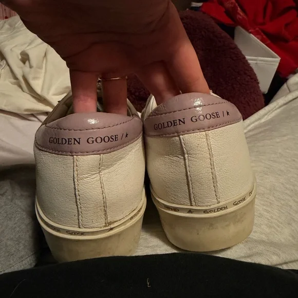 Golden Goose White Leather Sneakers with Gold Star and Pink Heel - Picture 6 of 6